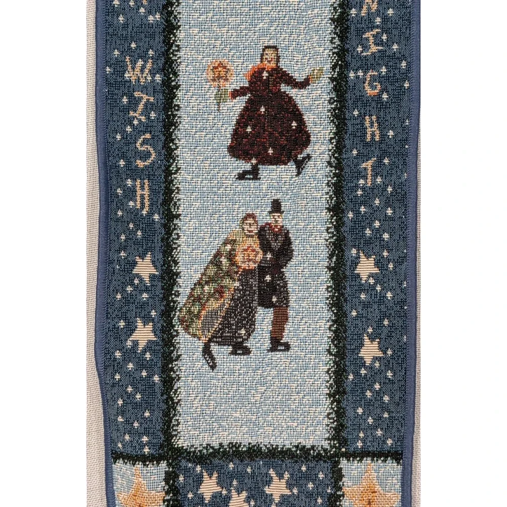 Bell Pull Tapestry Unisex OS Blue Excellent Winter Folk Art Starry Night